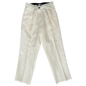 Isabel Benenato Women’s Size 40 S M White Linen Silk Drop Crotch Pleated Pants